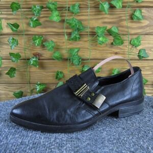 KBR Women's Black Leather Pointed Toe Low Heel Slip-On Booties Size 35.5 Euro